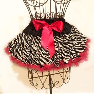 Girls Zebra/Hot Pink Tulle Pettiskirt Tutu